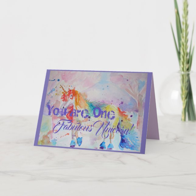 Fabulosa tarjeta de natalidad de unicornio para Ch (Anverso)