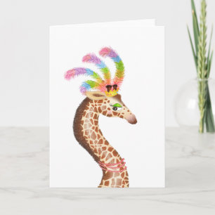 Fabulosa tarjeta en blanco para la jirafa de arco