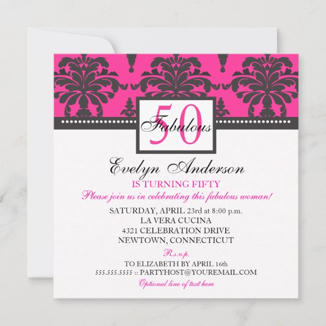 Fabulosa y elegante invitación a la fiesta de cump (Anverso)