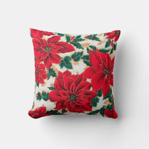 Fabulosas Poinsettias Rojas Almohada decorativa