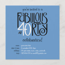 Fabuloso 40 invitaciones de cumpleaños en blanco n