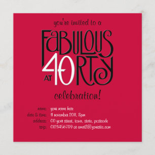 Fabuloso 40 invitaciones de cumpleaños rojas blanc