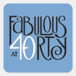 Fabuloso 40 Pegatina cuadrado azul blanco negro