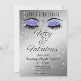 Fabuloso 50 Black Periwinkle Glam Eyes Invitación