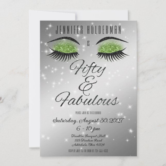 Fabuloso 50 Invitación a los ojos de Black Green G (Anverso)