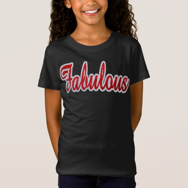 Fabuloso - Camiseta de Purpurina rojo y plateado (Anverso)