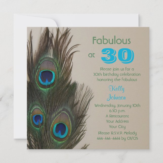 Fabuloso con 30 invitaciones de fiesta de cumpleañ (Anverso)