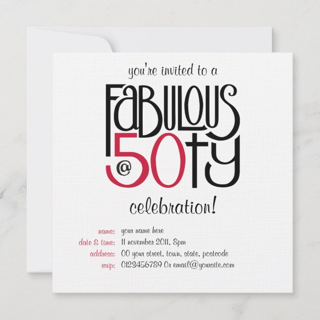 Fabuloso con 50 invitaciones rojas (Anverso)