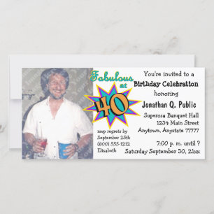 Fabuloso Con Invitación De Fotos De 40 Cumpleaños