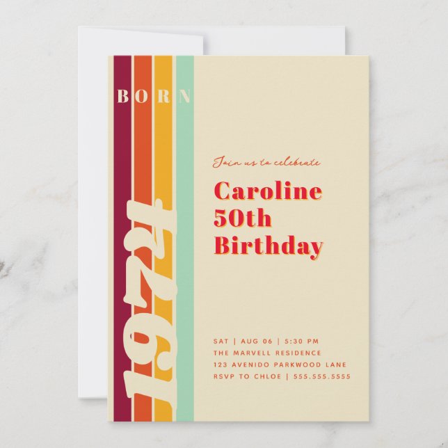 Fabuloso en 50 invitaciones a fiesta de cumpleaños (Anverso)
