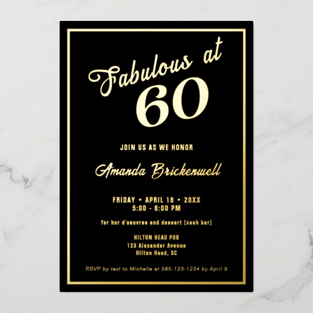 Fabuloso en la invitación a Relieve metalizado de  (Anverso)