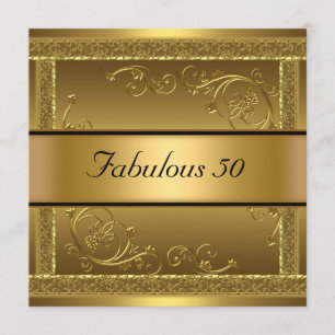 Fabuloso en la invitación de oro de 50 cumpleaños