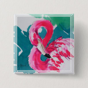 Fabuloso pasador de botón Flamingo Art