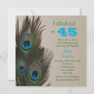 Fabuloso Peacock 45ª Invitación a la fiesta de cum