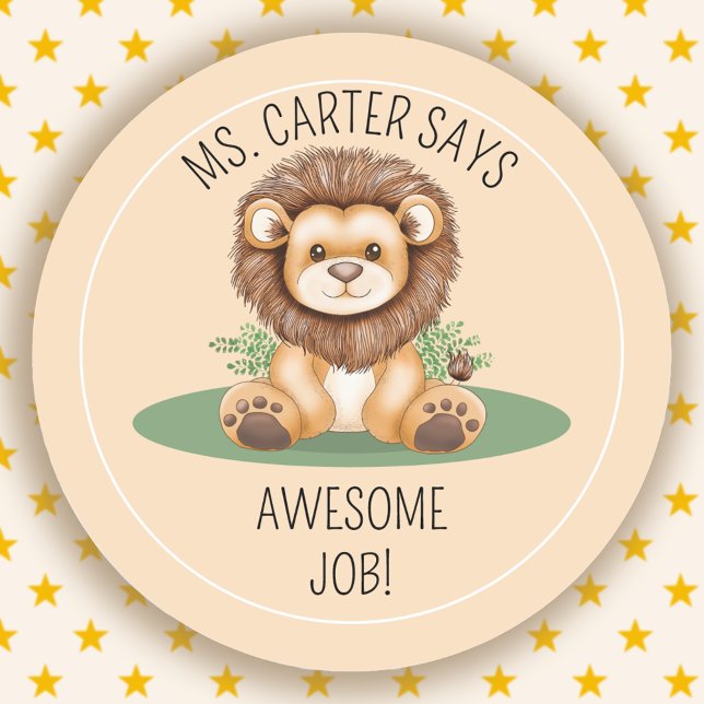 Fabuloso Pegatina de la Recompensa a los estudiant (AWESOME JOB School Teacher Student Reward Sticker. Personalize with your own name and message.)