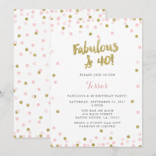 Fabuloso rosado y oro y 40 invitaciones por cumple