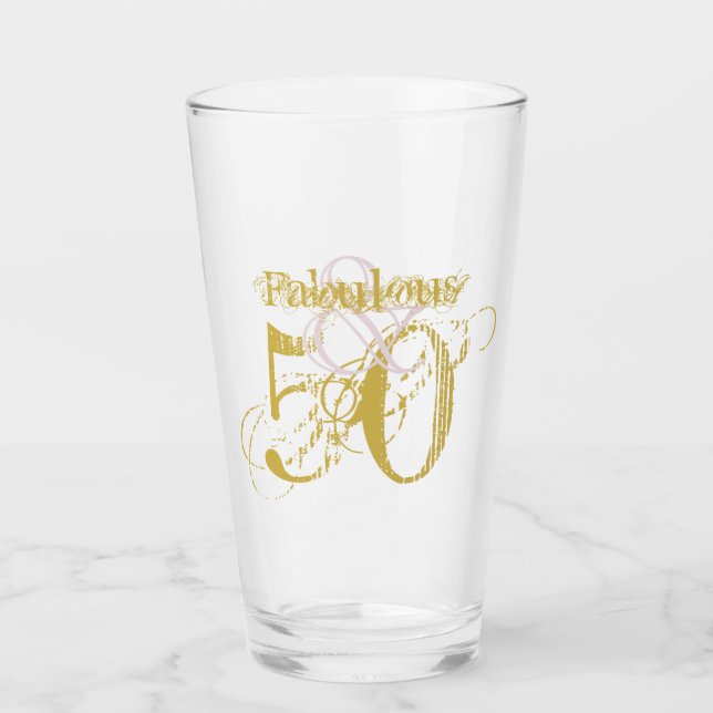 Fabuloso y 50 Elegante Confetti Oro Rosado Cumplea (Anverso)