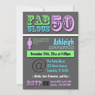 FABULOUS 50 - Invitaciones de cumpleaños modernas