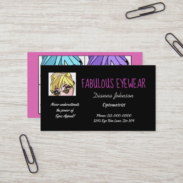 "Fabulous Eyewear" Tarjetas DIVA Business (Anverso/Reverso In Situ)