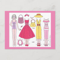 Fabulous Fifties: postal de la muñeca de papel de 