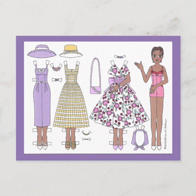 Fabulous Fifties: Postal de muñeca de papel de Ali (Anverso)
