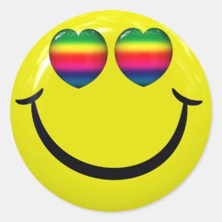 Face feliz con los ojos arcoiris Pegatinas
