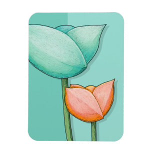 Fácil imán naranja verde azulado Premium Flores
