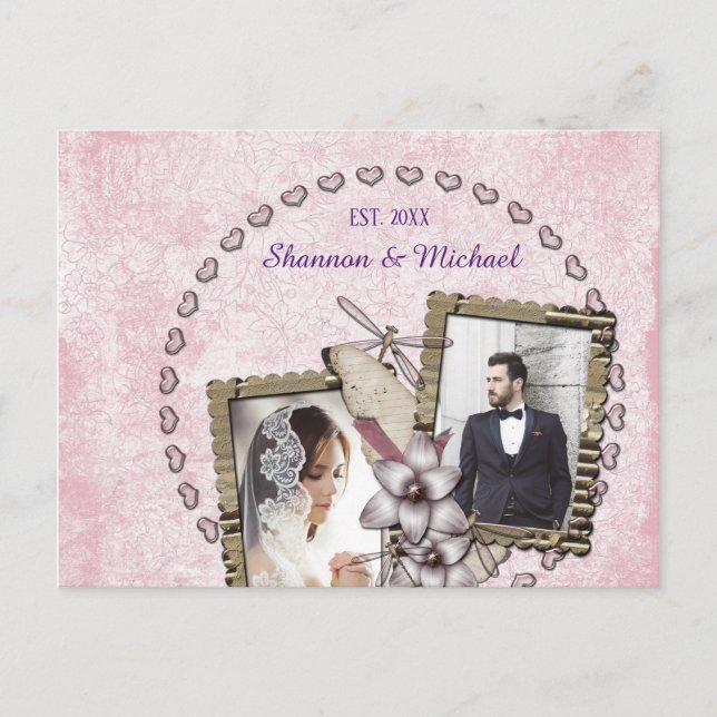 ¡FÁCIL! Tarjeta postal de boda - Personalizada (Anverso)