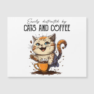 Fácilmente Distraído Por Gatos Y Café Amantes De L