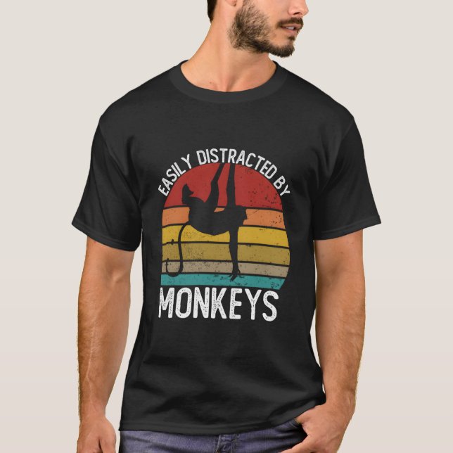 Fácilmente Distraído Por Monos Camisetas Mono Vint (Anverso)