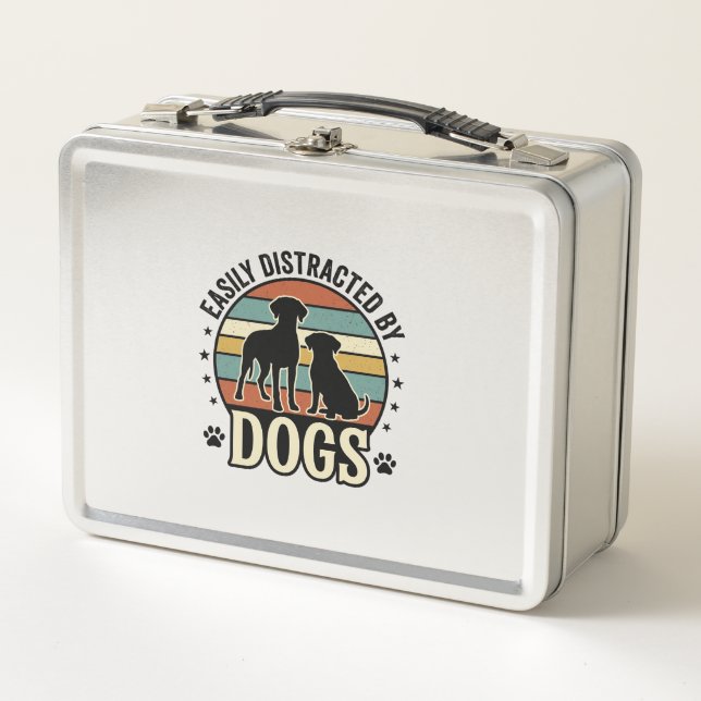 Fácilmente Distraído por Perros Diseño de Silueta  (Anverso)