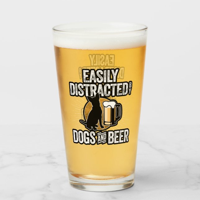Fácilmente Distraído por Perros y Vaso de Cerveza (Anverso (lleno))
