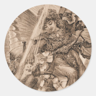 Faerie del vintage de la sepia y pegatinas de los
