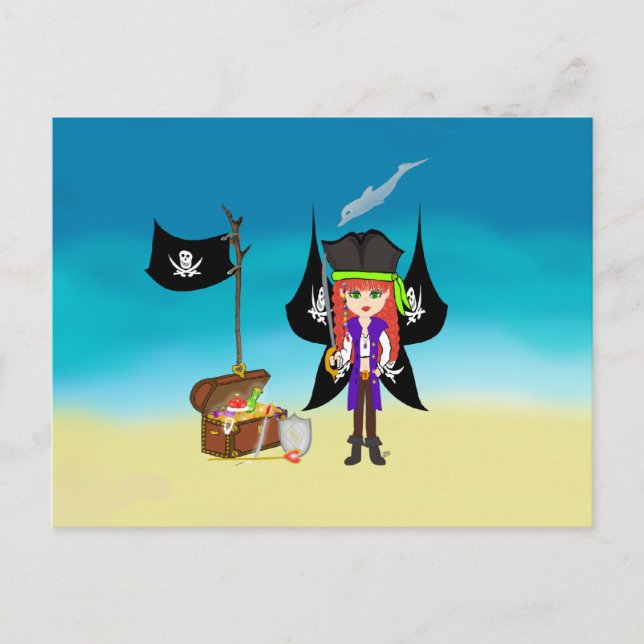 Faery pirata con postal del tesoro (Anverso)