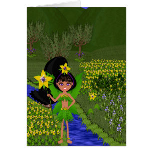 Faery violeta en el campo de la tarjeta de las