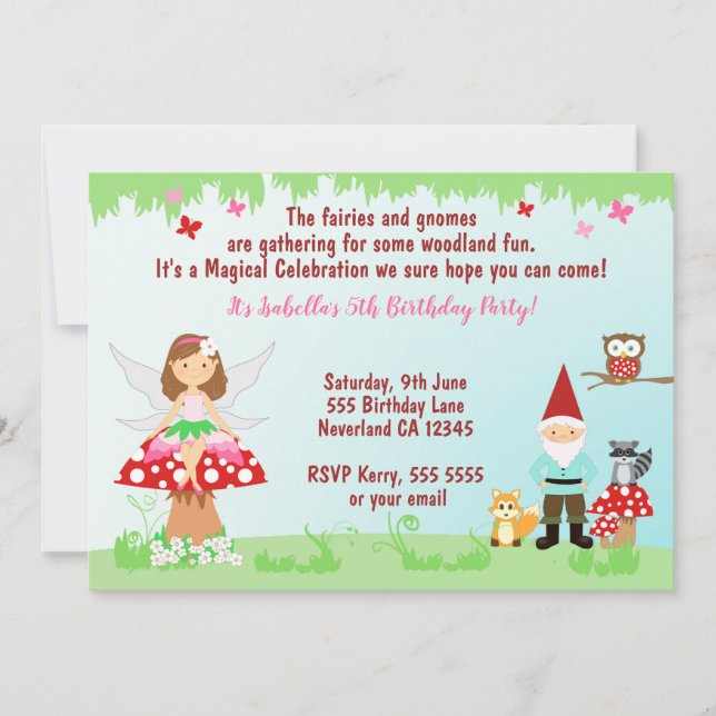 Fairy and Gnome Woodland Fiesta | INVITACIÓN (Anverso)