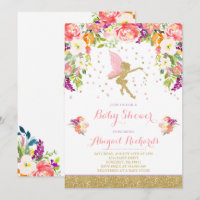 Fairy Baby Shower Invitación Floral Fairy Shower
