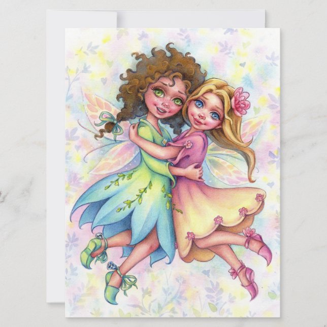 Fairy Besties Cute Chica Amigos Fantasy Art Card (Anverso)