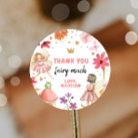 Fairy Birthday 1er Fairy Gracias Pegatina Favor<br><div class="desc">(H) Un complemento perfecto para la fiesta de cumpleaños de tu pequeña. El tema del Hada Forestal encantado.</div>