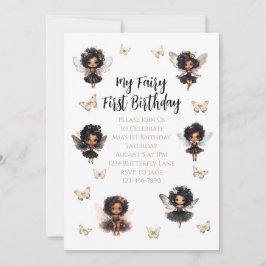 Fairy Butterfly Birday Invitación a comer afro Fai