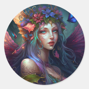 Fairy Chica Fantasy Art Classic Round Pegatina