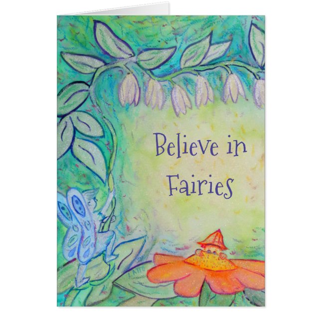 Fairy Flower Garden Custom Greeting Cards (Frente)