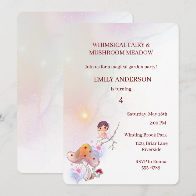 Fairy Magical 4ª Invitación de cumpleaños (Anverso / Reverso)