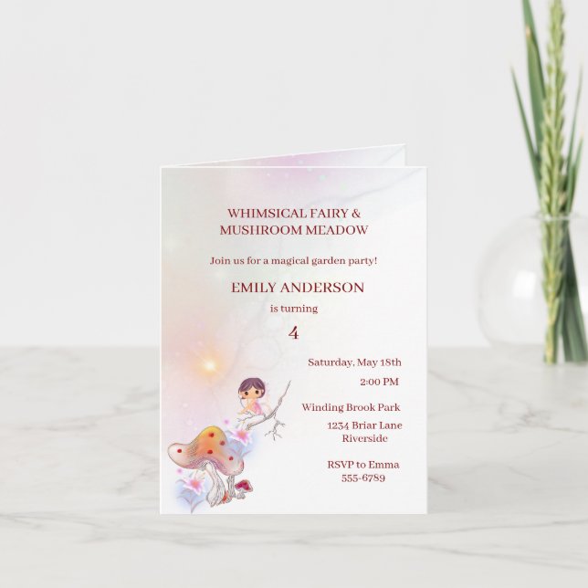 Fairy Magical 4ª Invitación de cumpleaños (Anverso)