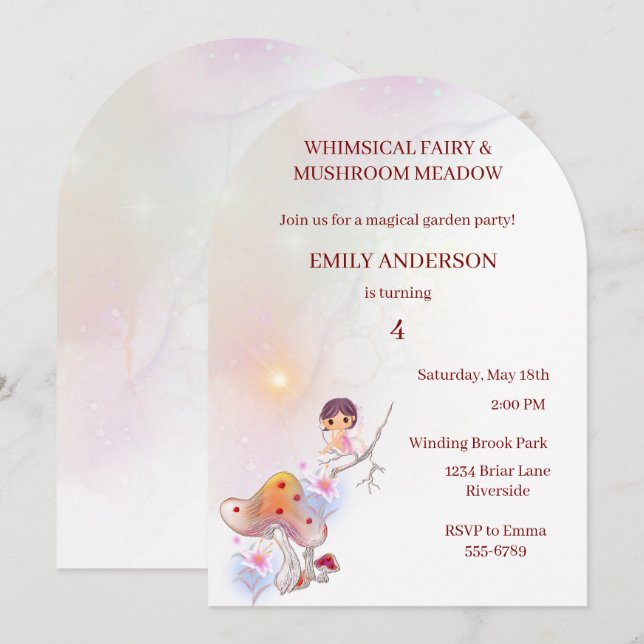 Fairy Magical 4ª Invitación de cumpleaños (Anverso / Reverso)