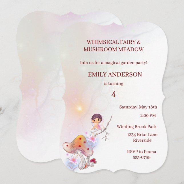 Fairy Magical 4ª Invitación de cumpleaños (Anverso / Reverso)