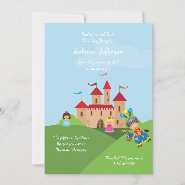 Fairytale Castle 5x7 Invitación a la fiesta de cum (Anverso)