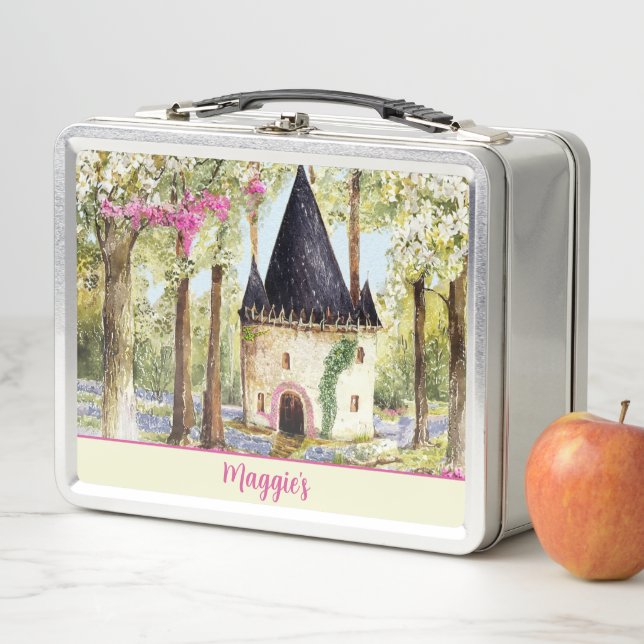 Fairytale Castle Monogrammed Lunch Box (In situ)