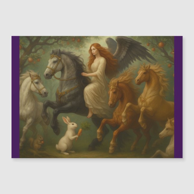 Fairytale Horses and Angels Magnetic Card (Anverso)