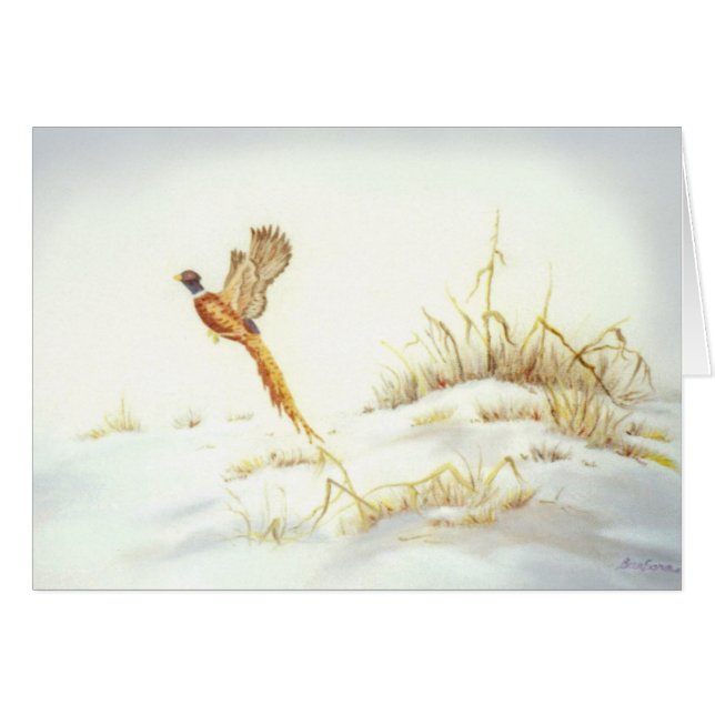 Faisán en pintura al óleo del paisaje Nevado (Anverso (Horizontal))